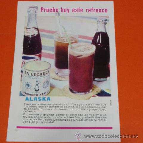 Coleccionismo de carteles: PUBLICIDAD 1959 - COLECCION COMIDAS - LECHE CONDENSADA LA LECHERA ALASKA CON PEPSI COLA
