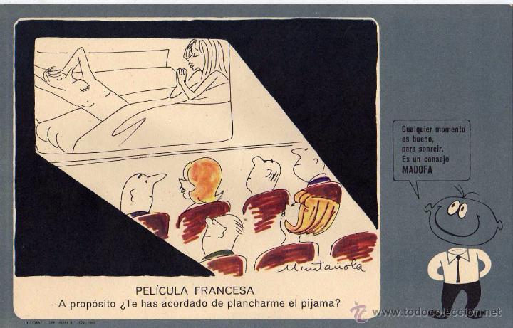 Coleccionismo de carteles: Cartelito 22 x 14 cm ilustrado por Munta&ntilde;ola publicidad de Madofa. 1965 Pelicula francesa