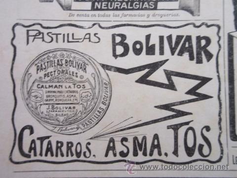 Coleccionismo de carteles: PUBLICIDAD 1918 - COLECCION MEDICINAS - PASTILLAS BOLIVAR
