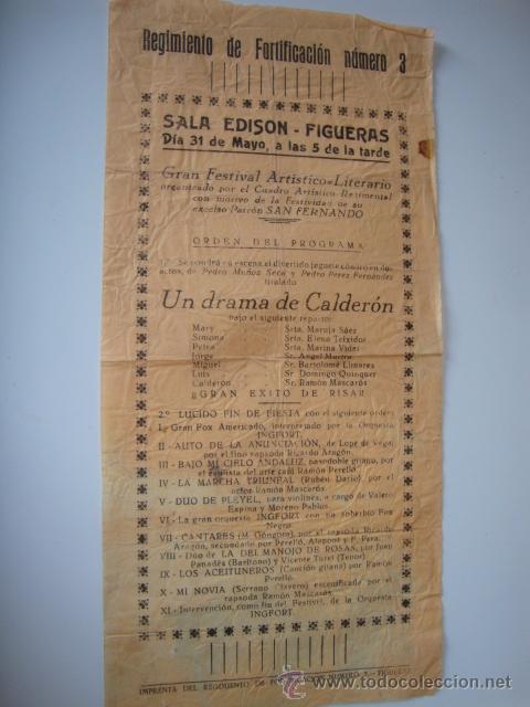 Coleccionismo de carteles: ANTIGUO CARTEL A&Ntilde;OS 30 SALA EDISON GRAN FESTIVAL ARTISTICO LITERARIO EL DRAMA DE CALDERON