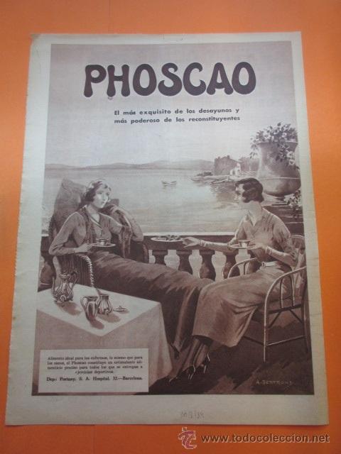 Coleccionismo de carteles: PUBLICIDAD 1936 - COLECCION COMIDAS - PHOSCAO EL DESAYUNO Y RECONSTITUYENTE