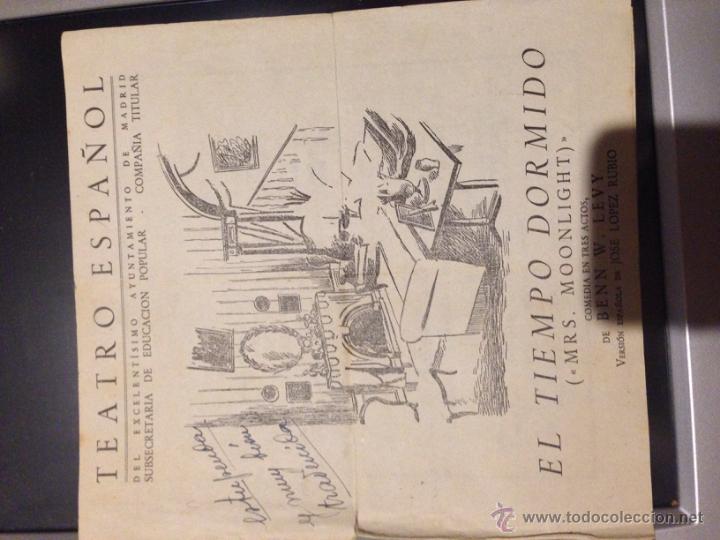 Coleccionismo de carteles: Cartel o programa del Teatro Espa&ntilde;ol , (el tiempo dormido), a&ntilde;os 59