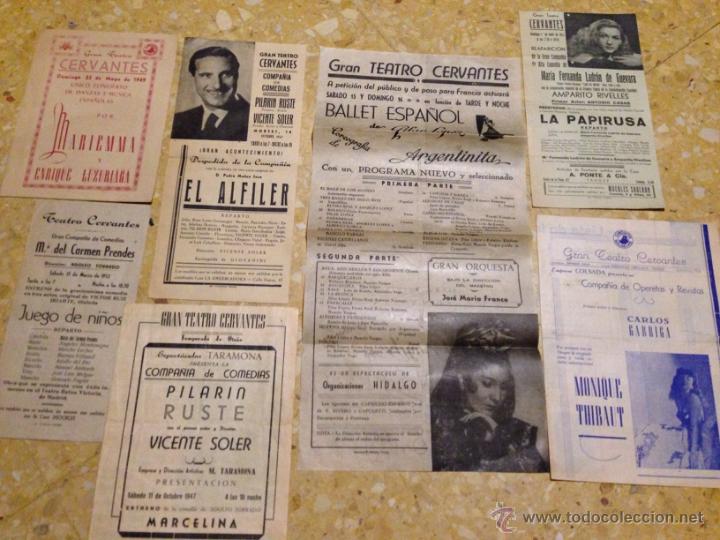 Coleccionismo de carteles: Lote 6 programas mas un cartel GRAN TEATRO CERVANTES de 1947 a 1952