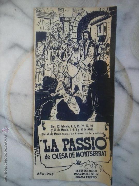 Coleccionismo de carteles: Tr&Iacute;ptico LA PASSI&Oacute; DE OLESA DE MONTSERRAT 1952. - Foto 1