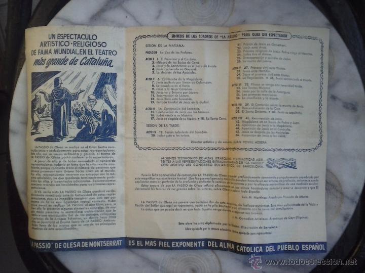 Coleccionismo de carteles: Tr&Iacute;ptico LA PASSI&Oacute; DE OLESA DE MONTSERRAT 1952. - Foto 2