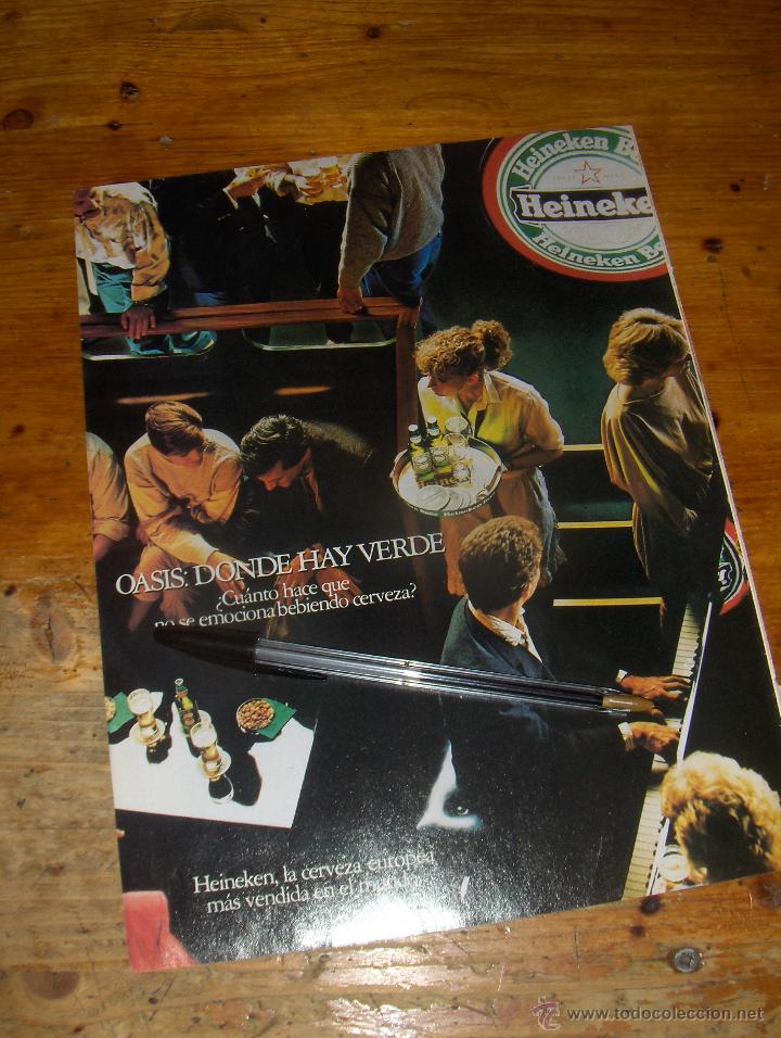 Coleccionismo de carteles: CERVEZA HEINEKEN, OASIS DONDE HAY VERDE. PUBLICIDAD.
