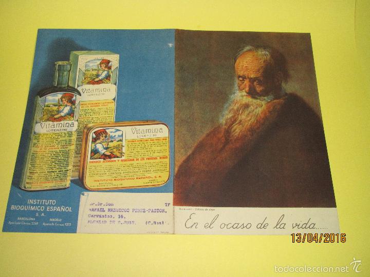 Coleccionismo de carteles: Antiguo Cartel Doble de Medicina Vitamina LORENZINI de Instituto Bioqu&iacute;mico Espa&ntilde;ol - A&ntilde;o 1950s.