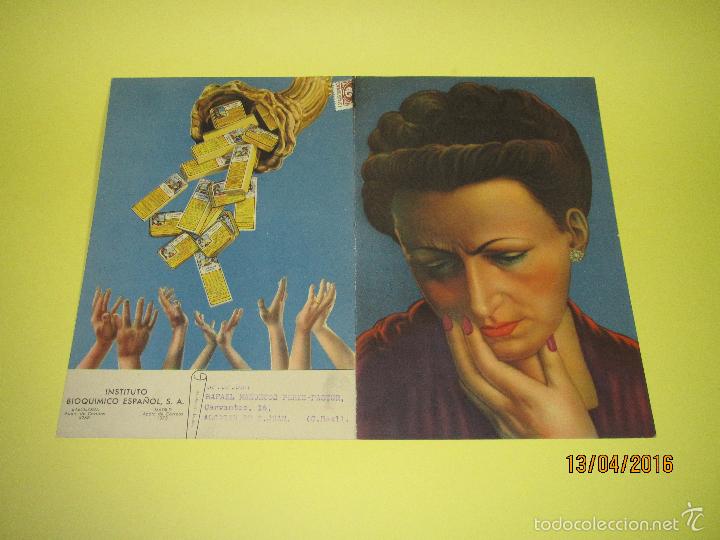 Coleccionismo de carteles: Antiguo Cartel Doble de Medicina Vitamina LORENZINI de Instituto Bioqu&iacute;mico Espa&ntilde;ol - A&ntilde;o 1950s.
