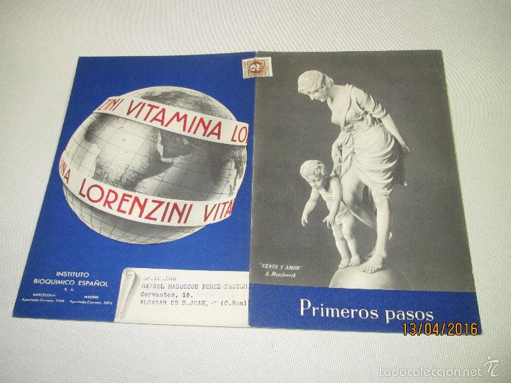 Coleccionismo de carteles: Antiguo Cartel Doble de Medicina Vitamina LORENZINI de Instituto Bioqu&iacute;mico Espa&ntilde;ol - A&ntilde;o 1950s.