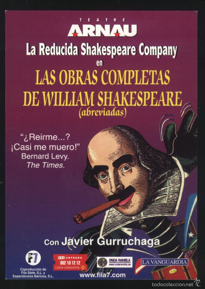 Coleccionismo de carteles: A-2910- PROGRAMA DEL TEATRO ARNAU DE BARCELONA. OBRAS COMPLETAS DE WILLIAM SHAKESPEARE REDUCIDAS.