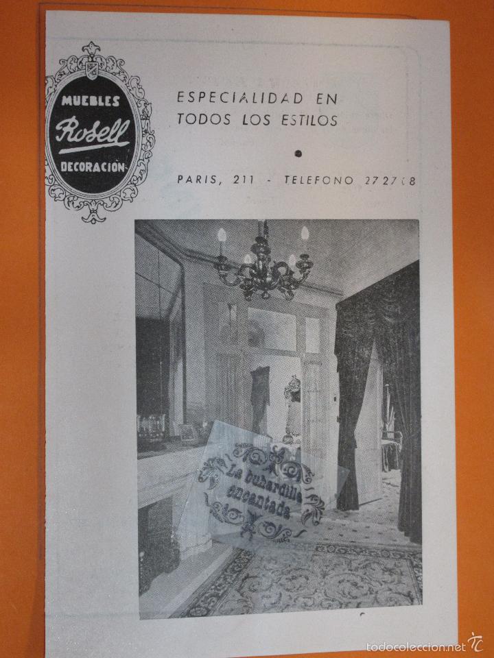 Coleccionismo de carteles: PUBLICIDAD 1952 - COLECCION TIENDAS - MUEBLES ROSELL PARIS 211 BARCELONA
