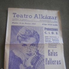 Coleccionismo de carteles: PROGRAMA CARTEL DEL TEATRO ALKAZAR - MERCEDES VECINO - 1950. Lote 58373159