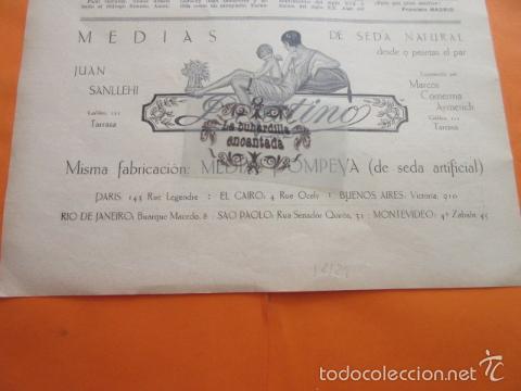 Coleccionismo de carteles: PUBLICIDAD 1929 - COLECCION ROPA - MEDIAS DE SEDA PLATINO , MEDIAS POMPEYA