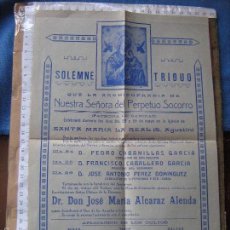 Coleccionismo de carteles: BADAJOZ 1956 - CARTEL CULTOS - TRIDUO NTRA SRA DEL PERPETUO SOCORRO - IGLESIA STA MARIA LA REAL. Lote 60410883