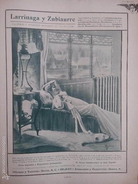 Colecionismo de cartazes: LARRINAGA Y ZUBIAURRE .CALDERAS Y CALEFACCI&Oacute;N. BILBAO A&Ntilde;O 1910 HOJA PUBLICITARIA