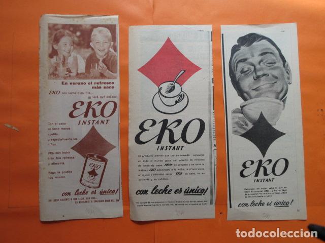 Coleccionismo de carteles: LOTE 3 DISTINTA PUBLICIDAD 1961 - COLECCION COMIDAS - EKO INSTANT XCON LA LECHE