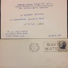 Coleccionismo de carteles: INVITACION A VICTOR DE LA SERNA A UNA CENA EN NEU YORK CITY 1965