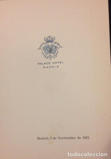 Coleccionismo de carteles: MENU PALACE HOTEL MADRID 1962 - Foto 1