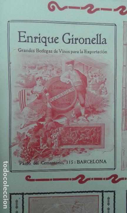 Collectionnisme d'affiches: ENRIQUE GIRONELLA BODEGAS DE VINO BARCELONA HOJA PUBLICIDAD A&Ntilde;O 1910