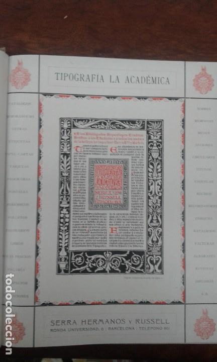 Collectionnisme d'affiches: TIPOGRAFIA LA ACADEMICA SERRA HERMANOS Y RUSSELL BARCELONA HOJA PUBLICIDAD A&Ntilde;O 1910