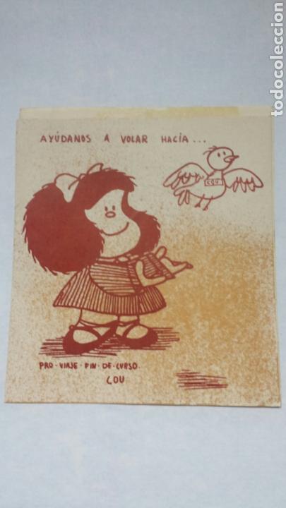 Coleccionismo de carteles: Pegatina MAFALDA. PRO VIAJE FIN DE CURSO COU NOVELDA. A&Ntilde;OS 80