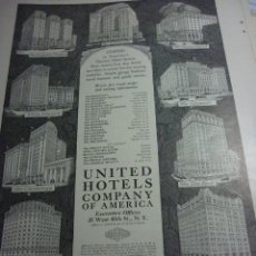 Coleccionismo de carteles: UNITED HOTELS COMPANY OF AMERICA. ARTÍCULO ORIGINAL. COUNTRY LIFE. JULY 1927