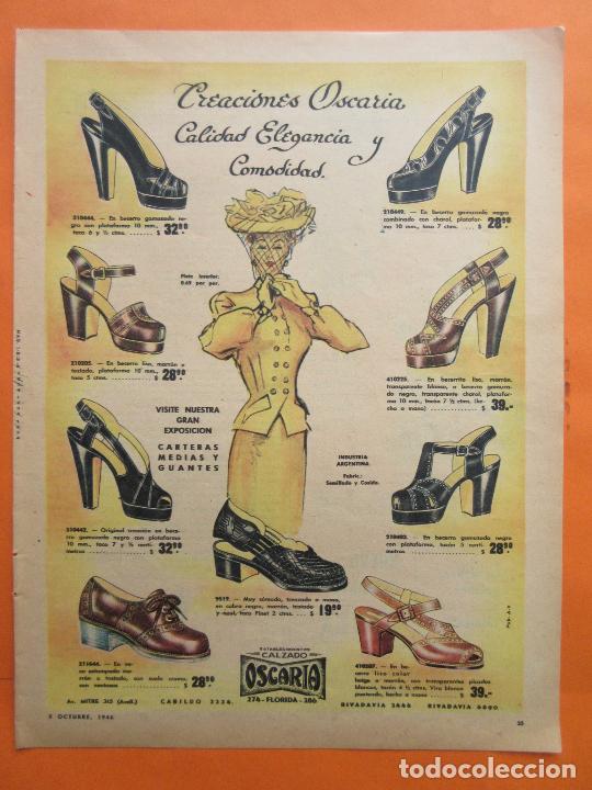 Coleccionismo de carteles: PUBLICIDAD 1946 - COLECCION ROPA - CALZADO OSCARIA - ARGENTINA