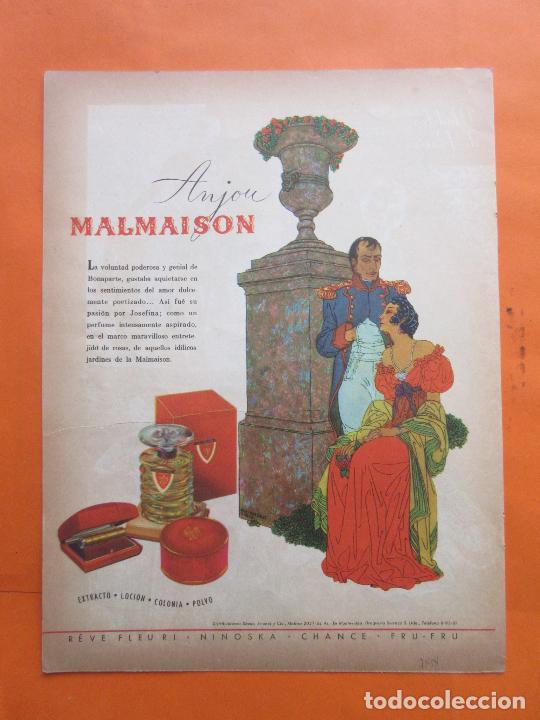 Coleccionismo de carteles: PUBLICIDAD 1948 - COLECCION PERFUMES - MALMAISON DE ANJOU - ARGENTINA