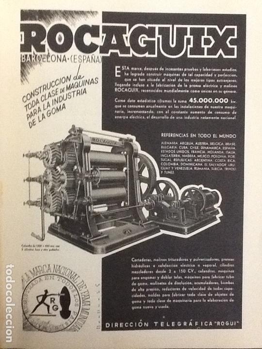 Collectionnisme d'affiches: ROCAGUIX CONSTRUCCI&Oacute;N M&Aacute;QUINAS PARA LA INDUSTRIA DE LA GOMA CALANDRA BARCELONA HOJA REVISTA 1939
