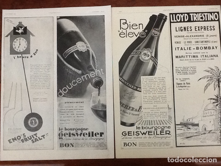Sammeln von Plakaten: VINO BORGO&Ntilde;A GEISWEILER  BOURGOGNE.4 HOJAS PUBLICIDAD A&Ntilde;OS 1927,1928 Y 1929.