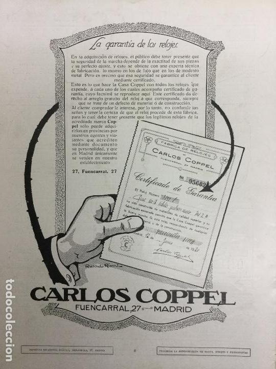 Sammeln von Plakaten: CARLOS COPPEL LA GARANT&Iacute;A DE LOS RELOJES.HOJA REVISTA A&Ntilde;O 1923