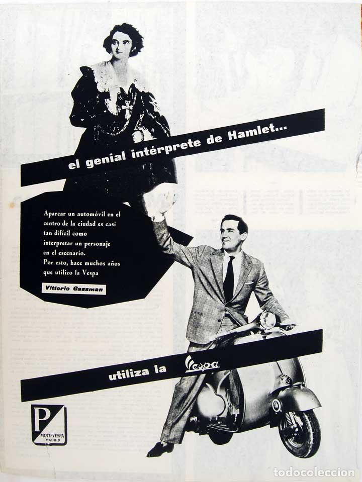 Coleccionismo de carteles: Publicidad Moto Vespa con Vittorio Gassman. Original 1959. 27 x 35,5 cm
