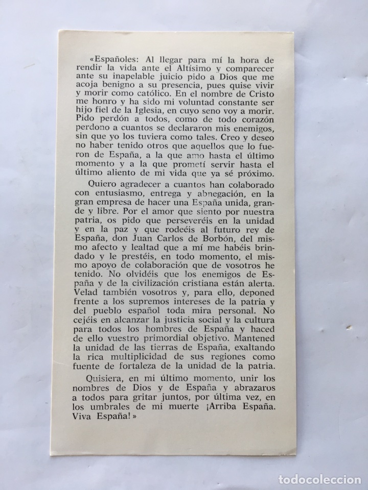 Coleccionismo de carteles: Franco General&iacute;simo, Recordatorio de su muerte (a.1975) - Foto 2