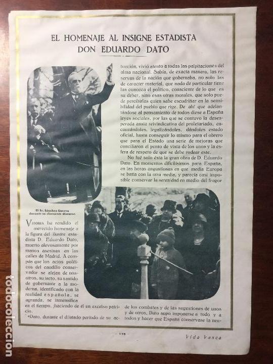 Sammeln von Plakaten: HOMENAJE ESTADISTA EDUARDO DATO VITORIA 2 HOJAS REVISTA A&Ntilde;O 1926