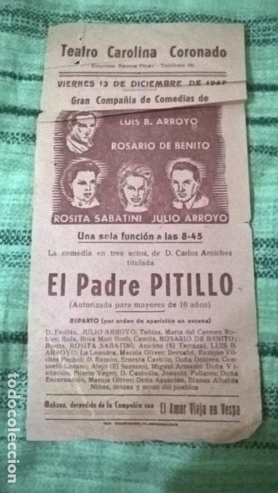 Coleccionismo de carteles: Teatro. Programa de 1957. Impreso en Almendralejo - Foto 1