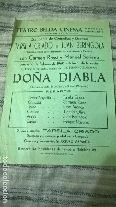 Coleccionismo de carteles: Cuevas de San Marcos. Programa de teatro. 1960 - Foto 1