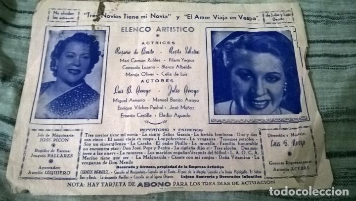 Coleccionismo de carteles: Teatro. Programa de los a&ntilde;os 50. Impreso en Mor&oacute;n - Foto 1