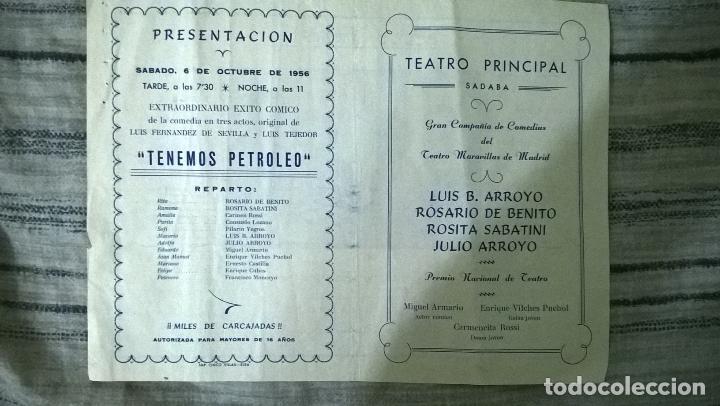 Coleccionismo de carteles: S&aacute;daba (Zaragoza) Programa de teatro. 1956 - Foto 2