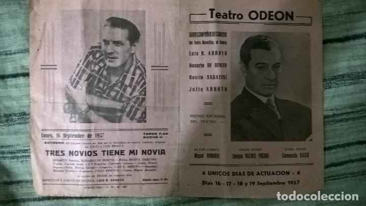 Coleccionismo de carteles: Teatro Ode&oacute;n 1957. Impreso en Huesca. Programa de teatro - Foto 2
