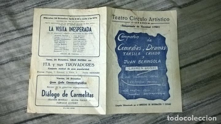 Coleccionismo de carteles: Ciudadela (Menorca) 1960 Programa de teatro - Foto 1