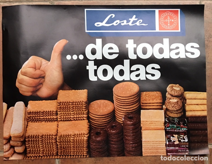 Collectionnisme d'affiches: Antiguo poster cartel de 1975 de galletas Loste