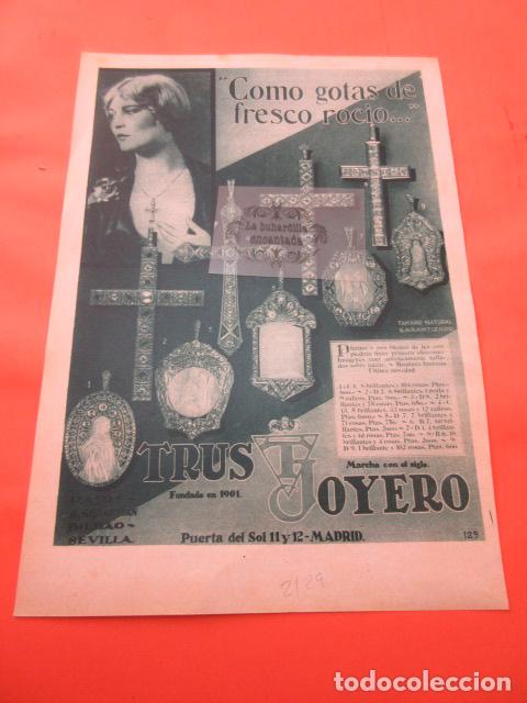 Coleccionismo de carteles: PUBLICIDAD 1929 - COLECCION COMERCIOS - TRUS JOYEROS MADRID PUERTA DEL SOL 11 Y 12