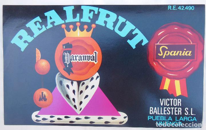Coleccionismo de carteles: NARANJAS REALFRUT DARANVAL. VICTOR BALLESTER SL Puebla Larga