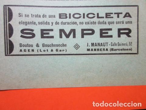Collectionnisme d'affiches: PUBLICIDAD 1929 - COL. INDUSTRIAS - BICICLETAS SEMPER MANRESA