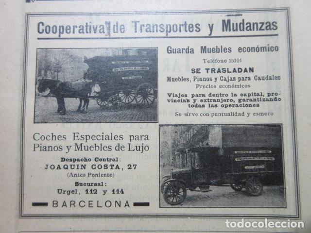 Coleccionismo de carteles: PUBLICIDAD 1929 - COL. INDUSTRIAS - COOPERATIVA TRANSPORTES Y MUDANZAS BARCELONA