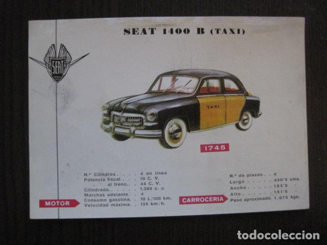 Coleccionismo de carteles: AUTOMOVIL -COCHE- FICHA CARTEL CARACTERISTICAS - SEAT 1400 B TAXI -VER FOTOS-(V-12.963)
