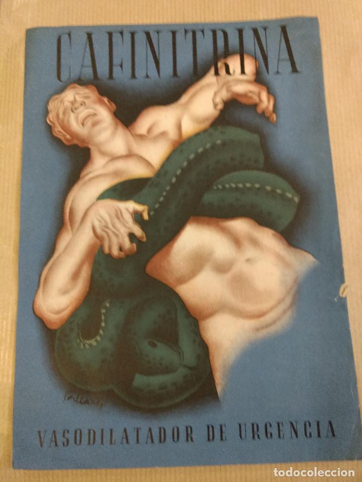 Poster collecting: Publicidad farmacia cafinitrinia ilustrado por Pallare Vasodilatador de urgencia. Papel fino.