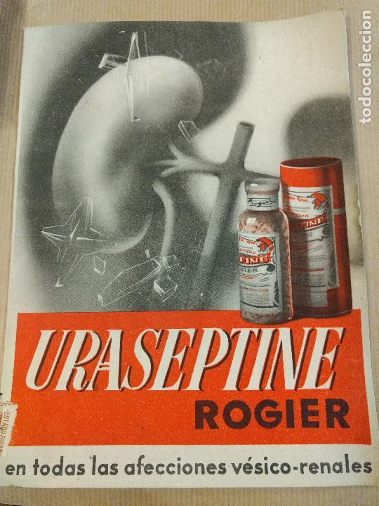Coleccionismo de carteles: Publicidad farmacia Uraseptine Rogier. Uriach y cia Barcelona y Madrid.