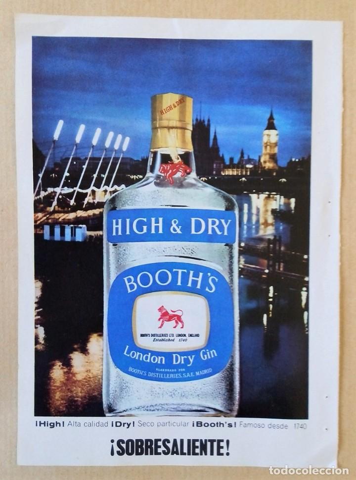 Coleccionismo de carteles: PUBLICIDAD 1963. ANUNCIO GINEBRA BOOTHS LONDON DRY GIN - LECHE DE ALMENDRAS SOLIS NUXINA