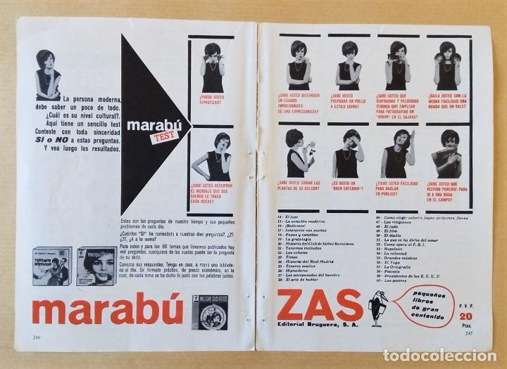 Coleccionismo de carteles: PUBLICIDAD 1963. ANUNCIO MARAB&Uacute; TEST EDITORIAL BRUGUERA 2 HOJAS - SUJETADOR PETER PAN